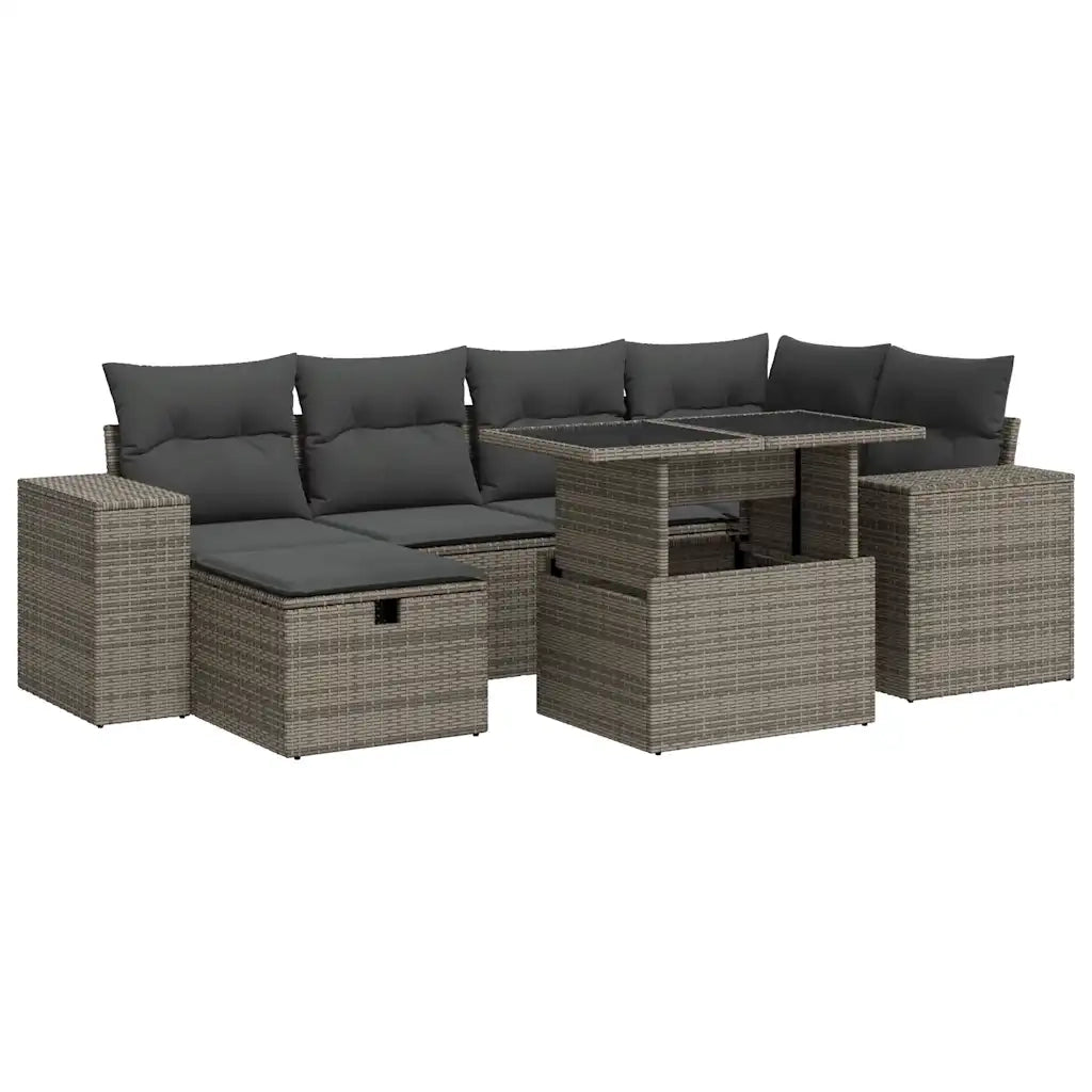 Set Divano da Giardino 8 pz con Cuscini Grigio in Polyrattan 3327940