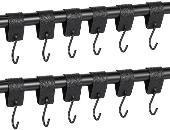 Ore di ferro a 12 pezzi - PVC con griffe metalliche - Nero - Cerniere per armadi/ cucina/bagno - Portata di 3 kg - Alta qualità