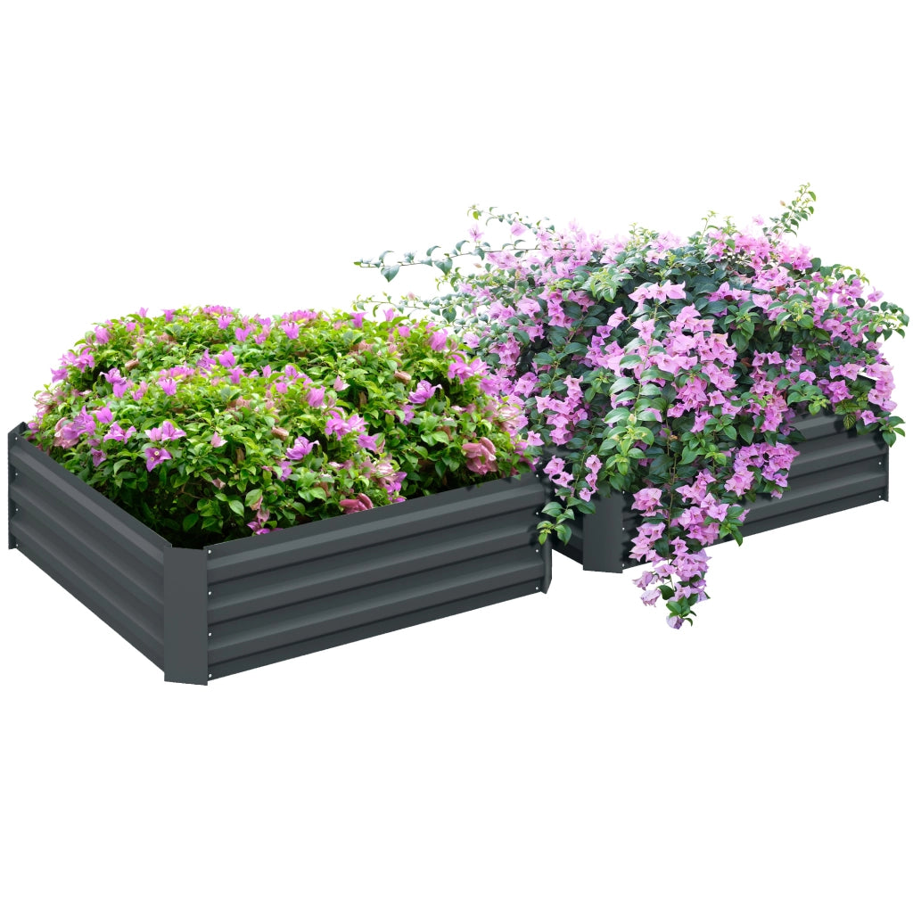 Kit 2 Vasche Rettangolari da Orto ¨C zephmum ¨C Grigio Scuro Acciaio Ondulato 100x100x30 cm