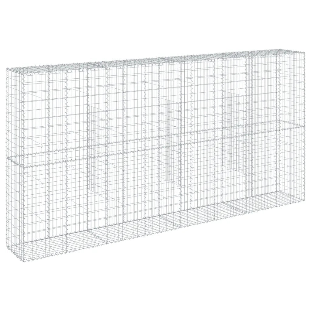 Cesto Gabbione con Copertura 400x50x200 cm in Ferro Zincato 3295169