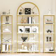 Libreria Modulare con Ripiani in MDF ¨C MINIMAL ¨C Bianco/Metallo Dorato 163x30x184