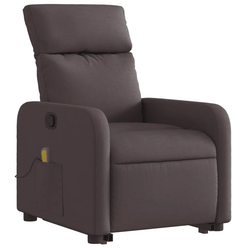 Poltrona Alzapersona Massaggi Reclinabile Marrone Scuro Tessuto 3206713