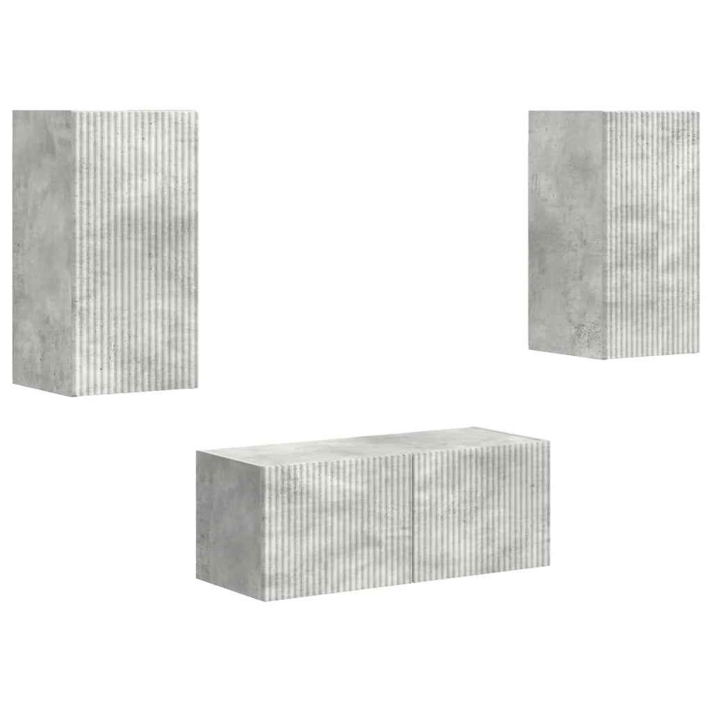 Set mobile TV 2 pz-Credenza per TV Grigio cemento Legno multistrato 809831