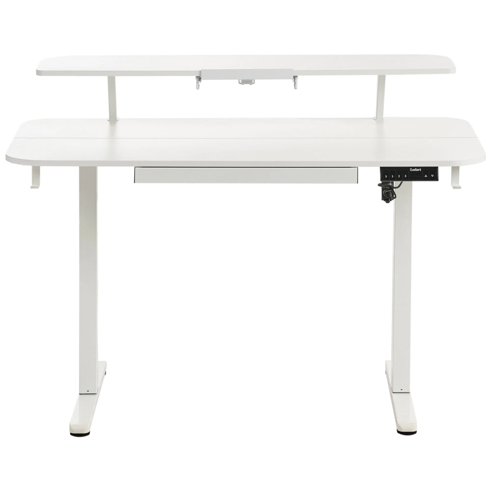 Scrivania elettrica regolabile Piano bianco Struttura e gambe in acciaio bianco 120 x 60 Stand and Sit Home Office Stand and Sit Tappetino per mouse Design scandinavo moderno