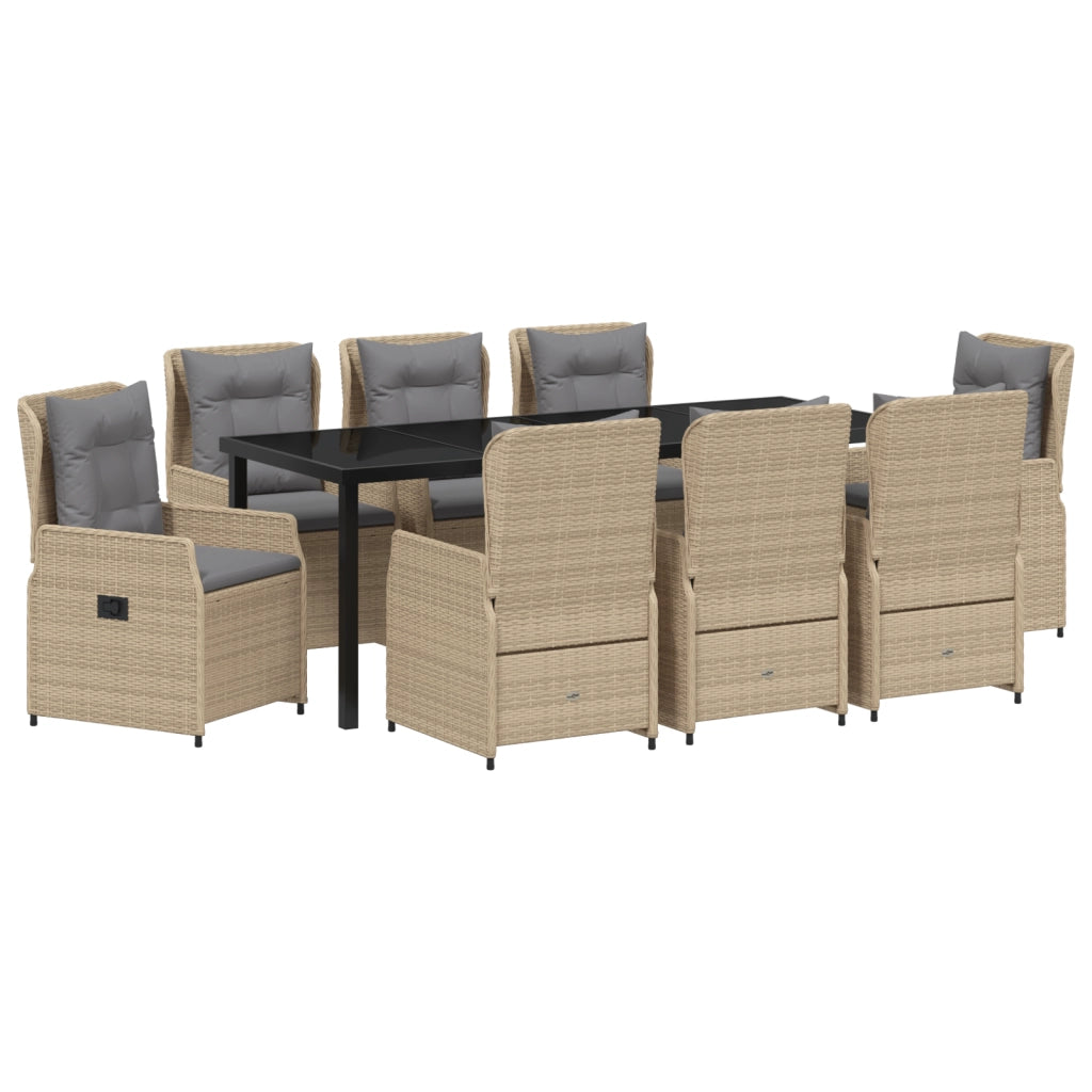 Set da Pranzo Giardino  9 Pezzi in Polyrattan Beige