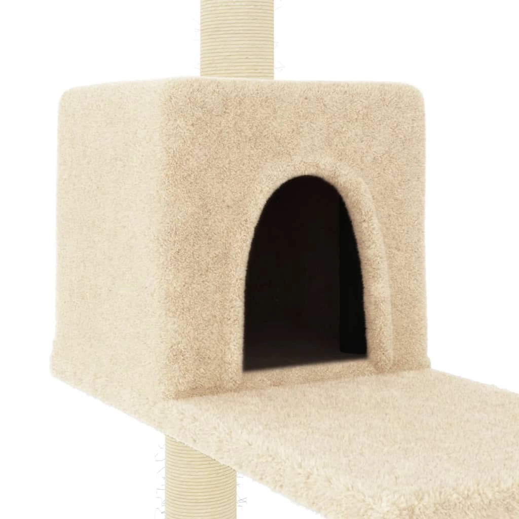 Tiragraffi per gatti torre per arrampicata giocattolo piattaforma per arrampicata con tiragraffi in sisal 95 cm crema 02_0022535
