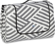 Tenda picnic 300 x 300 cm impermeabile isolante fleece a zig-zag con maniglia - formato XXL - bianco/grigio