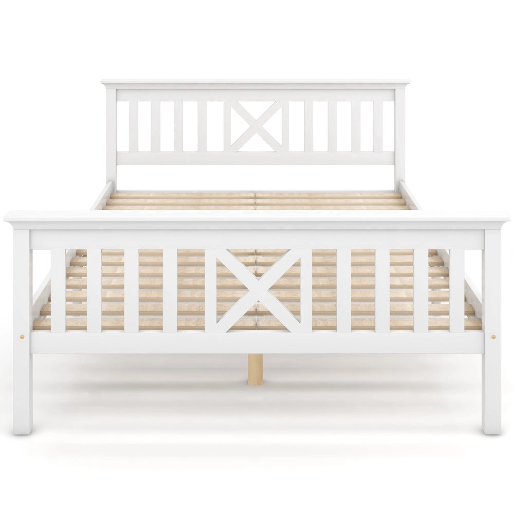 Letto in Legno Massello con Testiera e Doghe ¨C MINIMAL ¨C 140x200 Pino Bianco