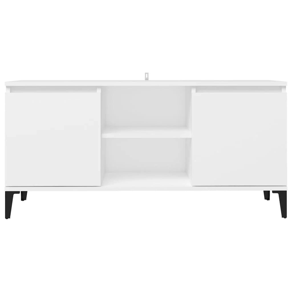 Mobile TV multimediale scaffale TV credenza mobile TV per sala da pranzo soggiorno camera da letto con gambe in metallo 103,5 x 35 x 50 cm bianco 02_0026858