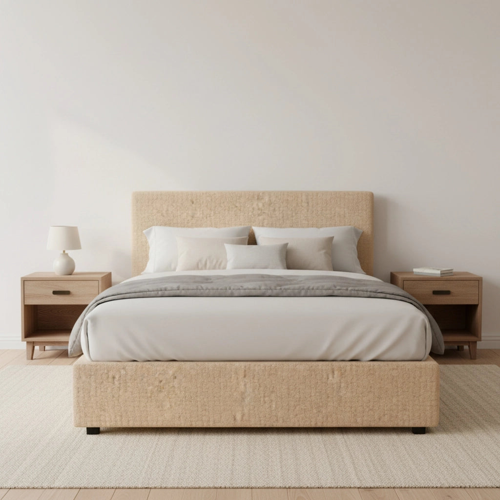 Basildon, Letto Matrimoniale Sfoderabile Made in Italy, Beige