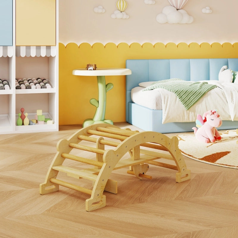 Arco da arrampicata Montessori 2 in 1 in legno naturale, 110 x 52 x 45 cm, per bambini 2-4 anni