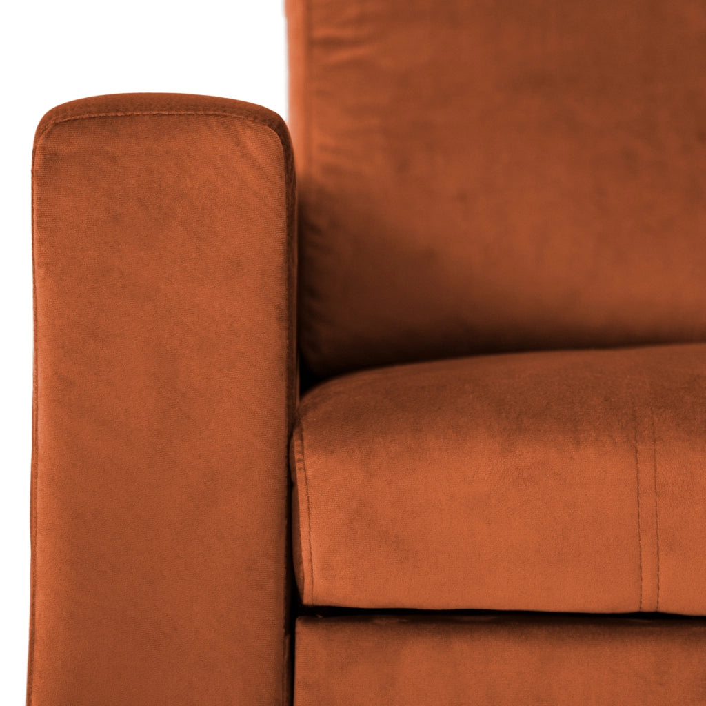 JAMESDivano letto angolare a 3 posti in velluto terracotta