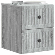 Comodino | Armadio da Notte | Mobiletto da notte a muro Grigio Sonoma 33 x 34,5 x 40 cm