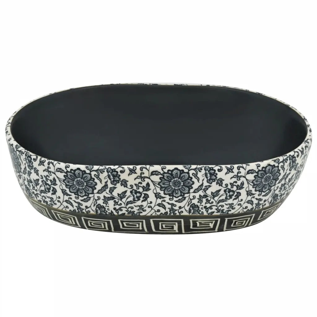 Lavabo da Appoggio Nero e Blu Ovale 47x33x13 cm Ceramica
