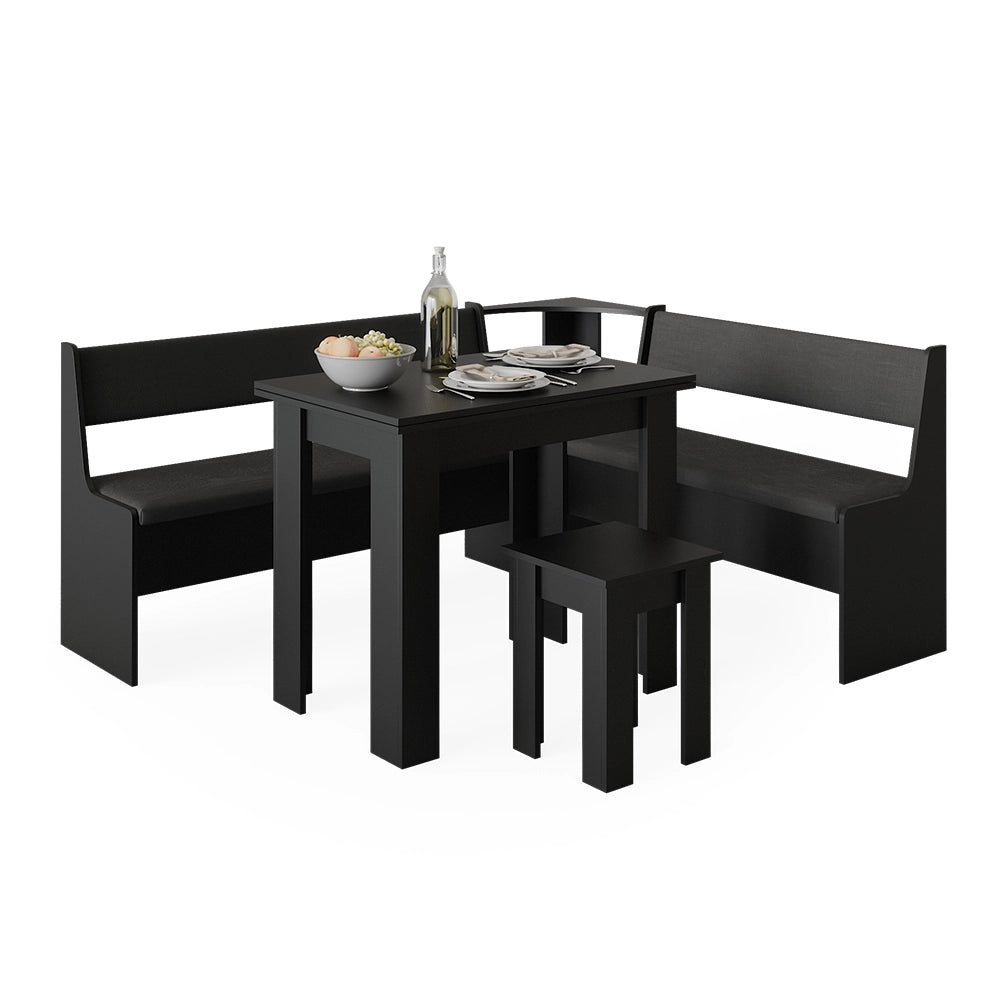 Vicco Gruppo panca ad angolo Nero 150 x 41.5 cm con tavolo