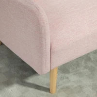Divano Letto 2 Posti Stile Scandinavo Tessuto Effetto Lino Rosa, Schienale 3 Posizioni