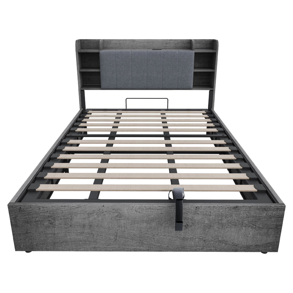 Letto Contenitore Matrimoniale in Legno con USB ¨C MINIMAL ¨C Grigio 180x200