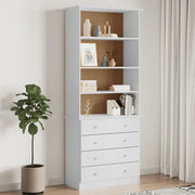 Libreria con Cassetti ALTA Bianca 77x35x186,5 cm Massello Pino 353954
