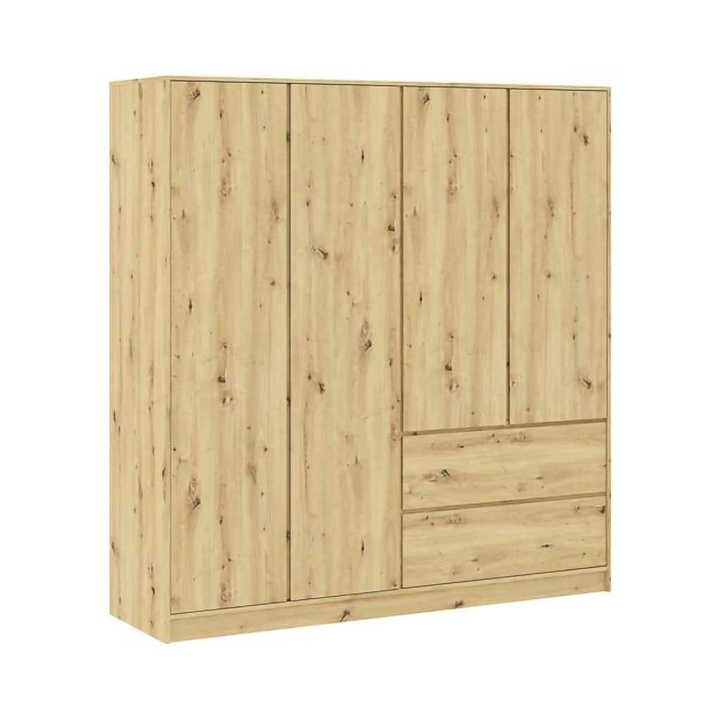 Armadio Camera da Letto Lesomiha, Guardaroba Grande 2 Ripiani, 195x205h cm Marrone Rovere Nodi