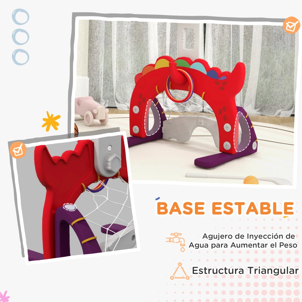 Set Canestro Basket per Bambini Altezza Regolabile con Calcio Golf Gioco di Lancio - Xylo - Rosso