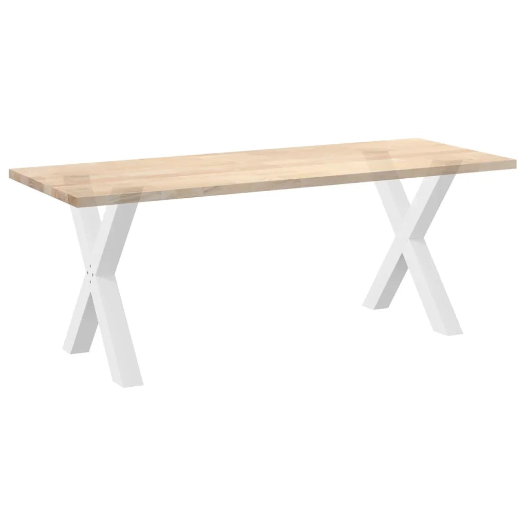 Gambe per tavolo da pranzo a forma di X 2 pz bianche 70x(72-73) cm in acciaio