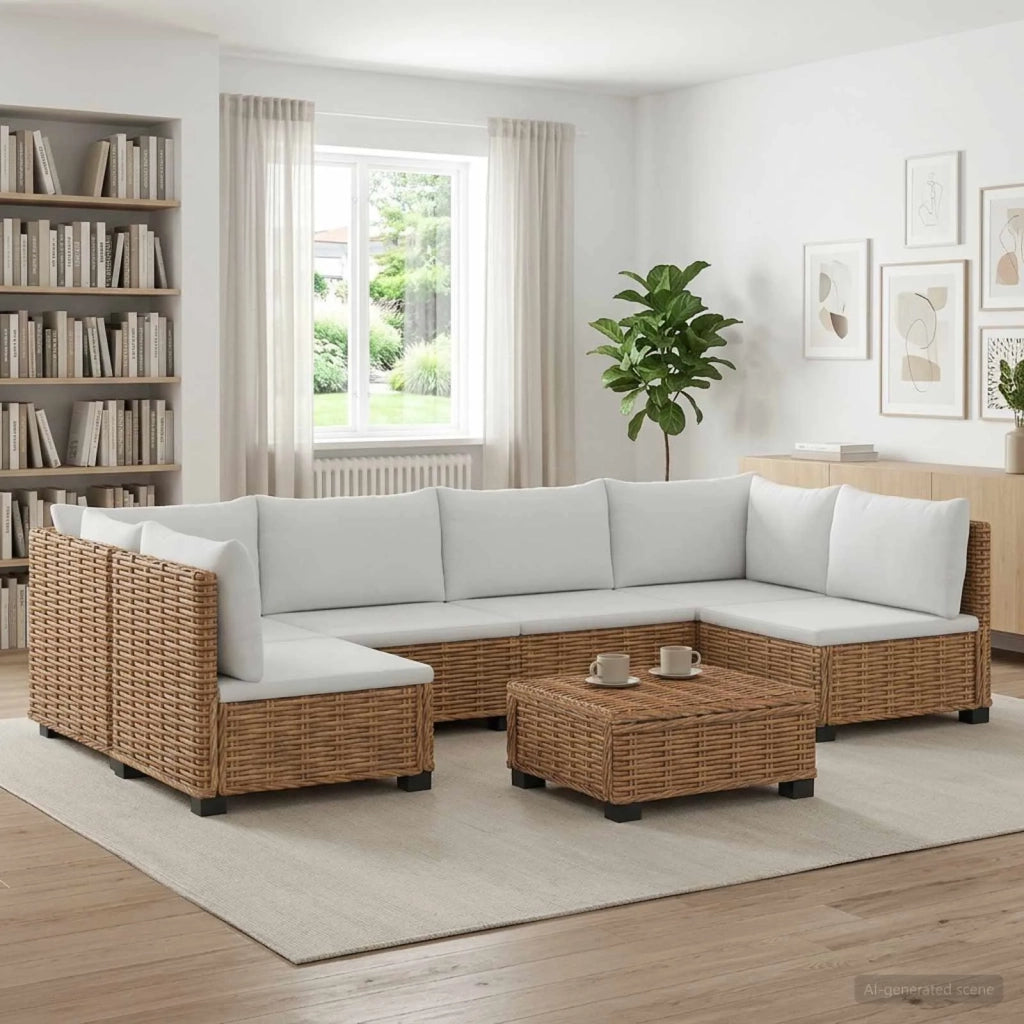 7 pz Set Lounge in Rattan con Cuscini GENDT Rattan naturale 3429868