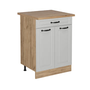 Vicco Mobiletto base per cucina Bianco casa di campagna 60 cm con cassetto, PL Rovere