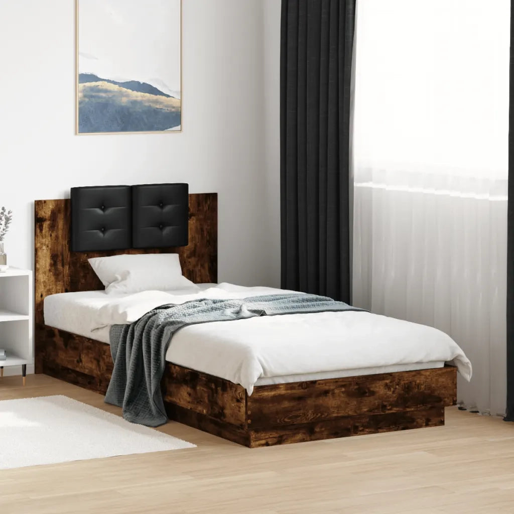 Giroletto con Testiera Rovere Fumo 90x190 cm Legno Multistrato 3209972