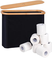 Organizzatore per carta igienica con coperchio - in bambù - impermeabile - stivabile - 45 x 15 x 34,5 cm - scatola di stoccaggio