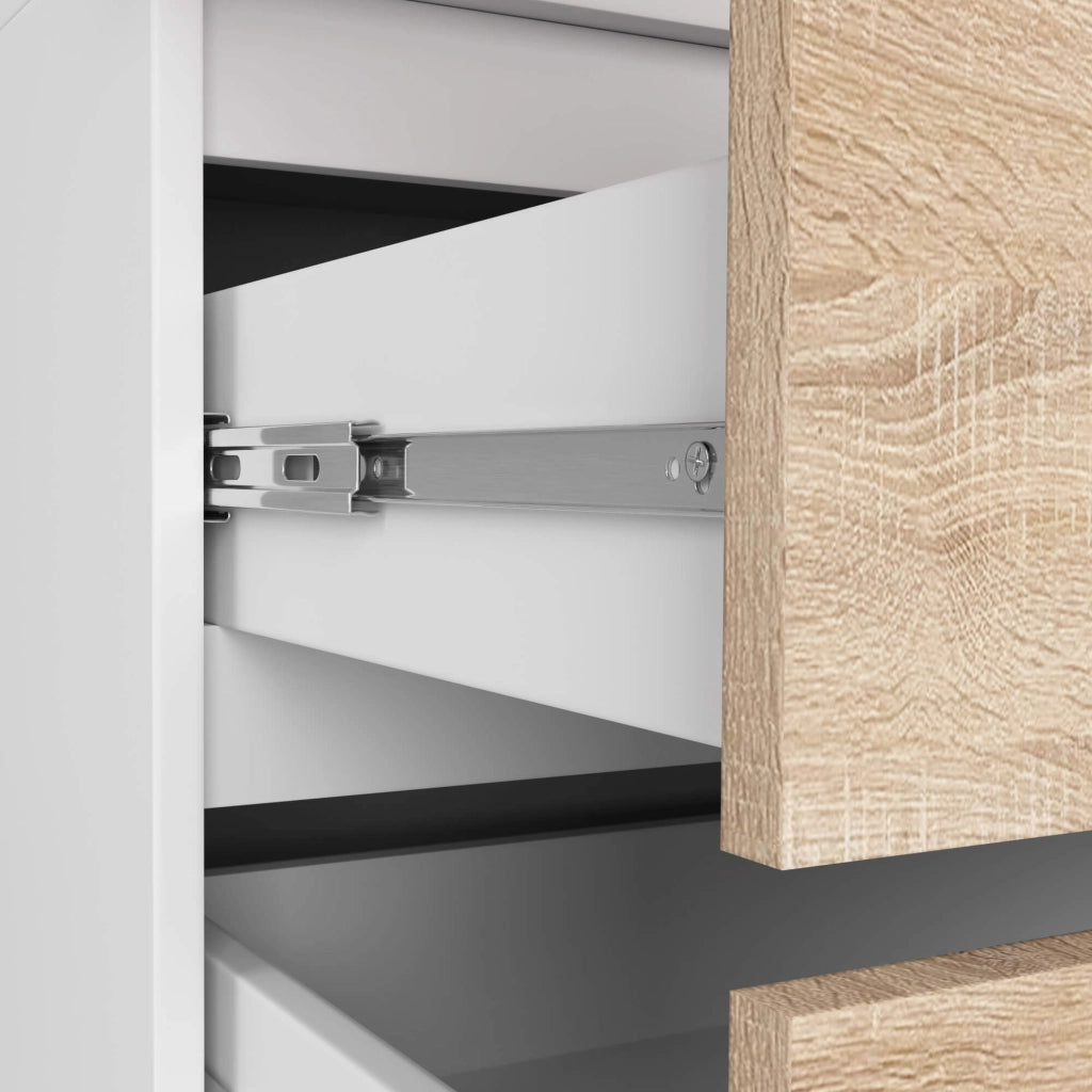 Armadio AKORD S90 Bianca 90 cm 2 ante 2 cassetti inserto frontale Sonoma Quercia 90x51x180 cm