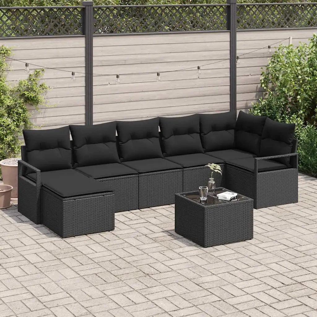 Set di divani con cuscino 8 pcs Nero polyrattan 3346483
