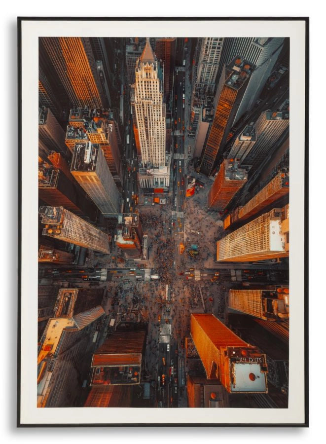 Stampa su Tela Laccata New York con Cornice 72x4x102 cm in Abete e Tela e Plastica