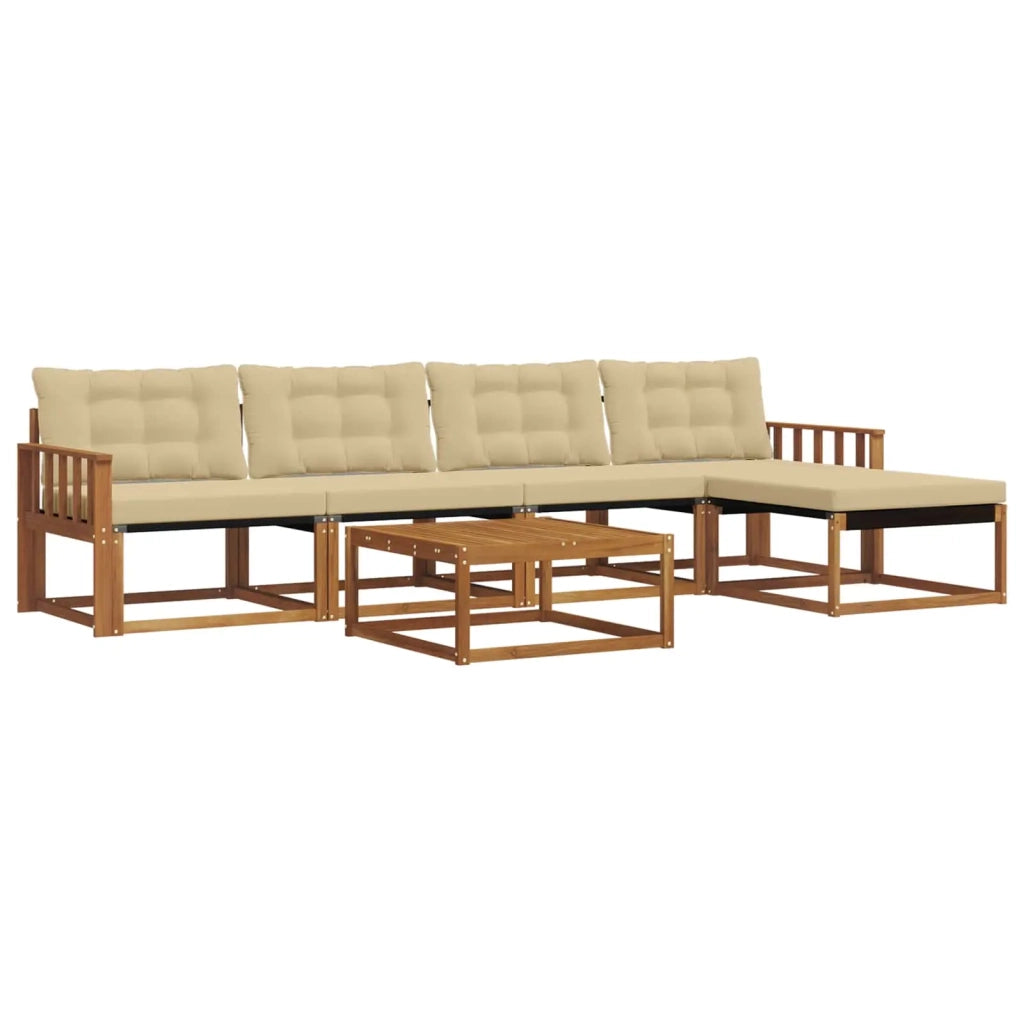 Set di divani da esterno con cuscino 6 pcs Naturale e Beige 3369384