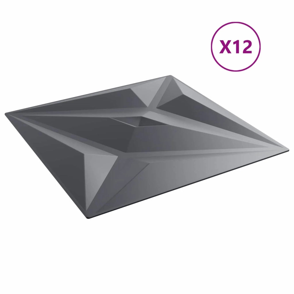 Pannelli da parete 12 pcs Grigio Stella 50 x 50 cm Schiuma XPS