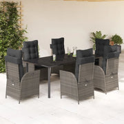 Set da Pranzo da Giardino 7 pz con Cuscini in Polyrattan Grigio 3213231