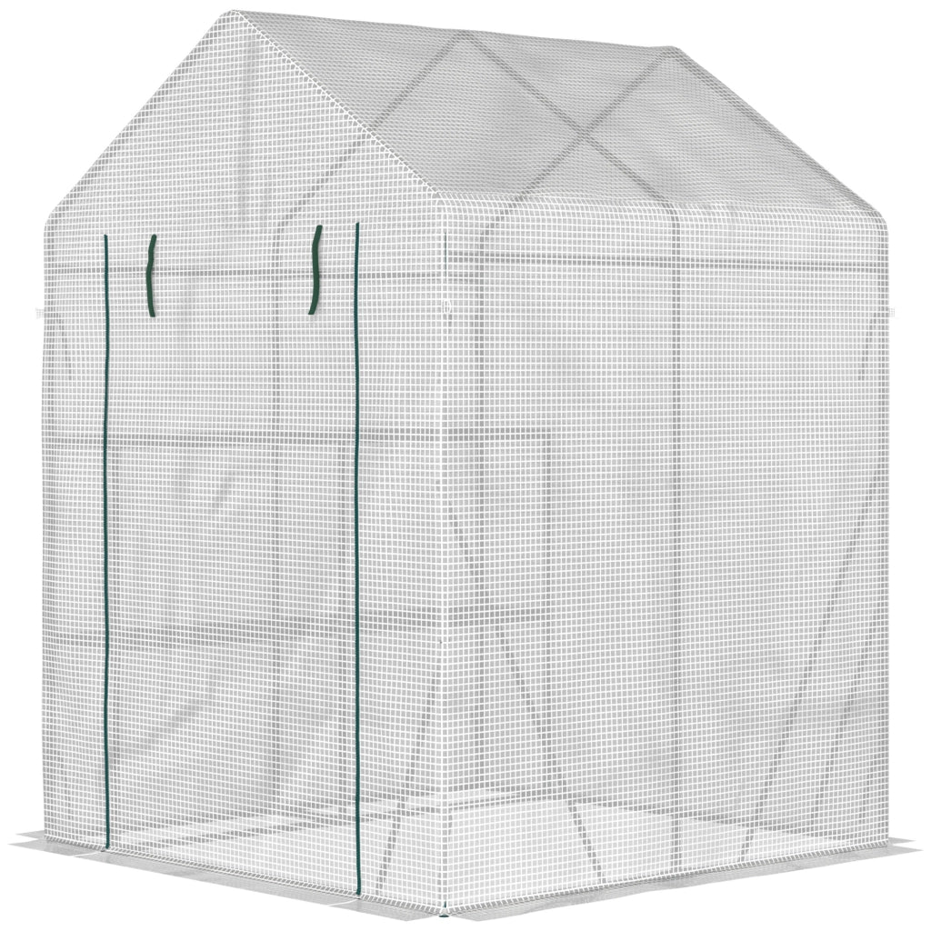 Serra da giardino con ripiani ¨C zephmum ¨C bianco 143x143x195cm