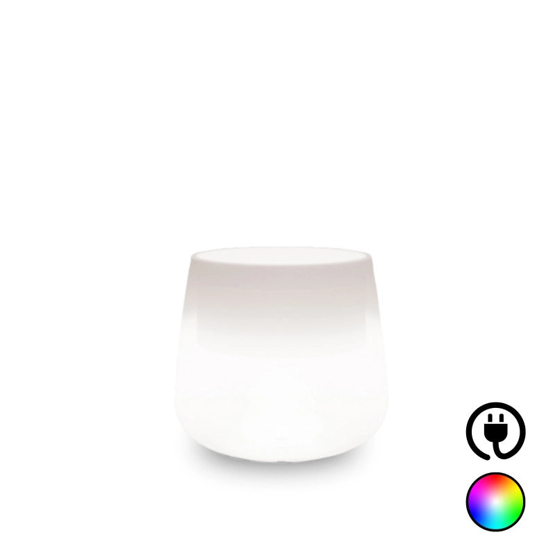 Vaso luminoso moderno di design Ø53 H55 in polimero resistente con LED multicolor per interno ed esterno - Made in Italy - Monacis