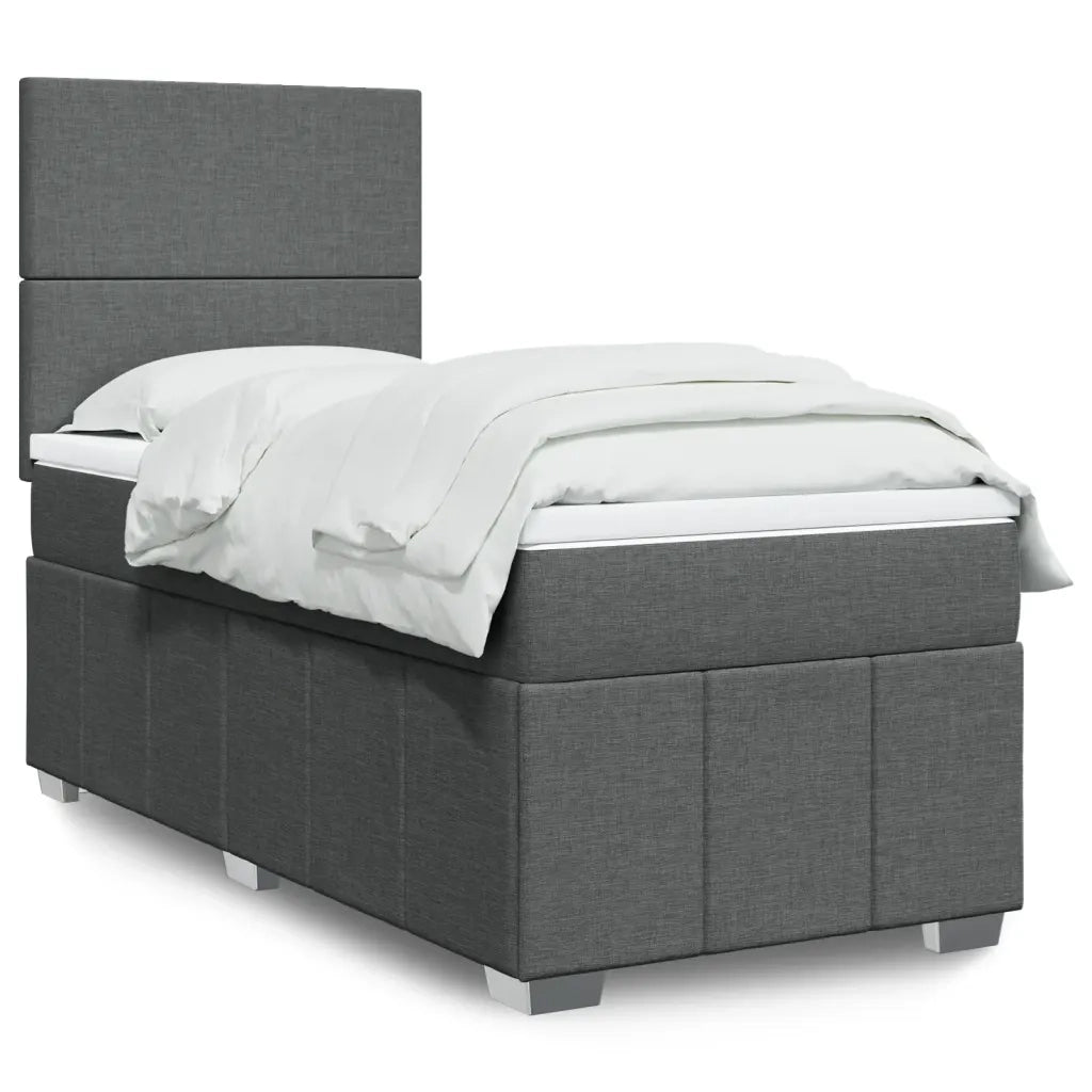 Giroletto a Molle con Materasso Grigio Scuro 90x190 cm Tessuto