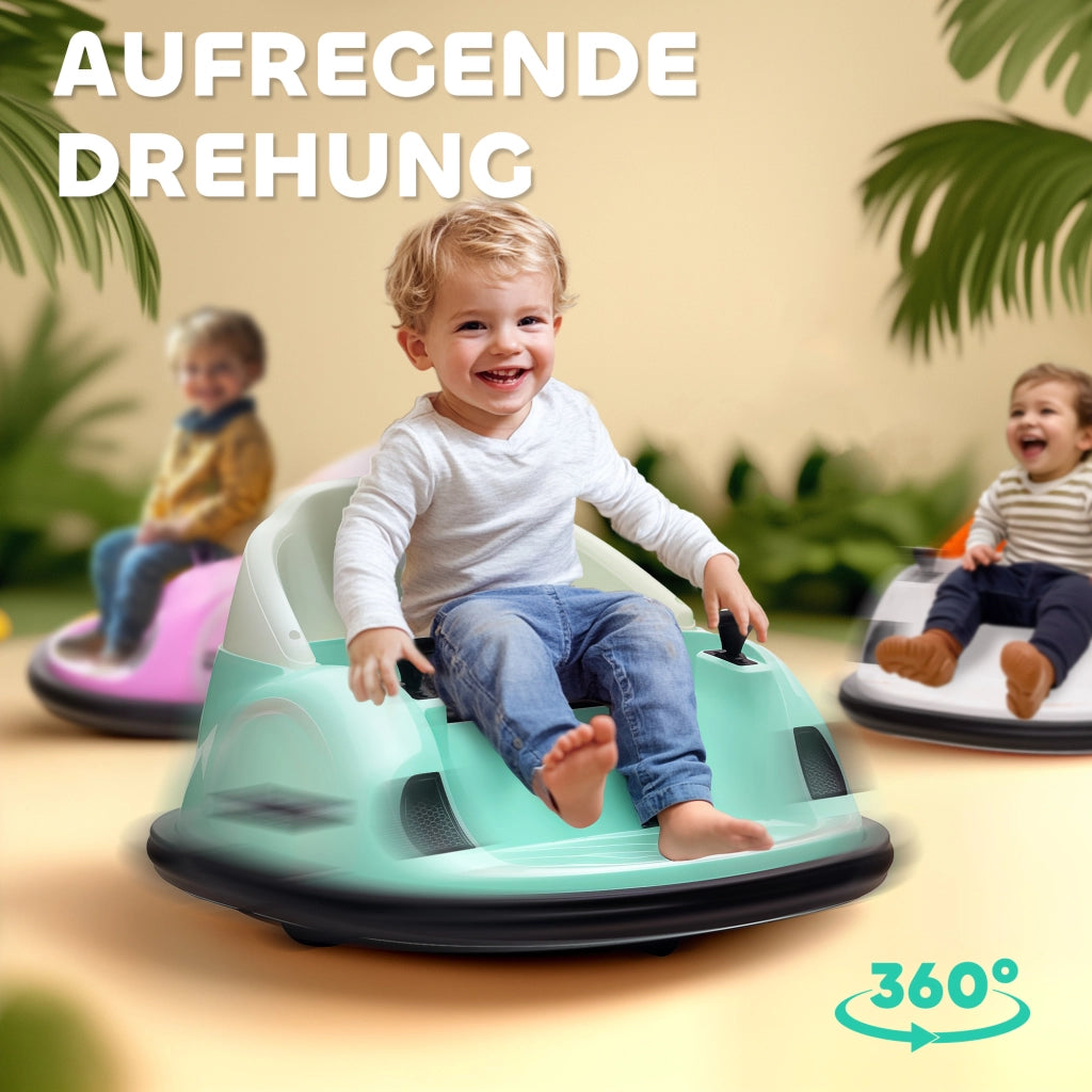 Autoscooter per bambini con rotazione 360¡ã ¨C zephmum ¨C verde, LED, musica, clacson, 2 km/h