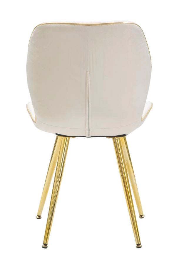 Set 2 Sedie Paris Space Crema e Oro 46x58x77 cm in Legno e Ferro