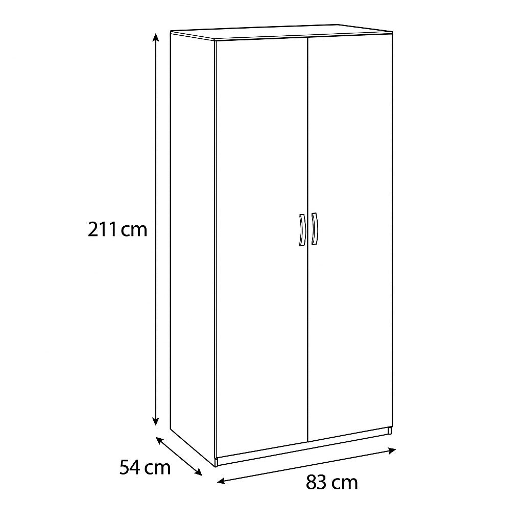 ARMADIO SIMPLI 2 ANTE BIANCO GR. 83X54XH211CM.