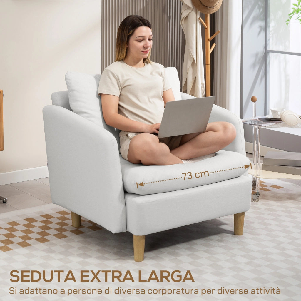 Poltrona Moderna Reclinabile in Tessuto Imbottita ¨C Zephmum ¨C Crema 90x86x91 cm