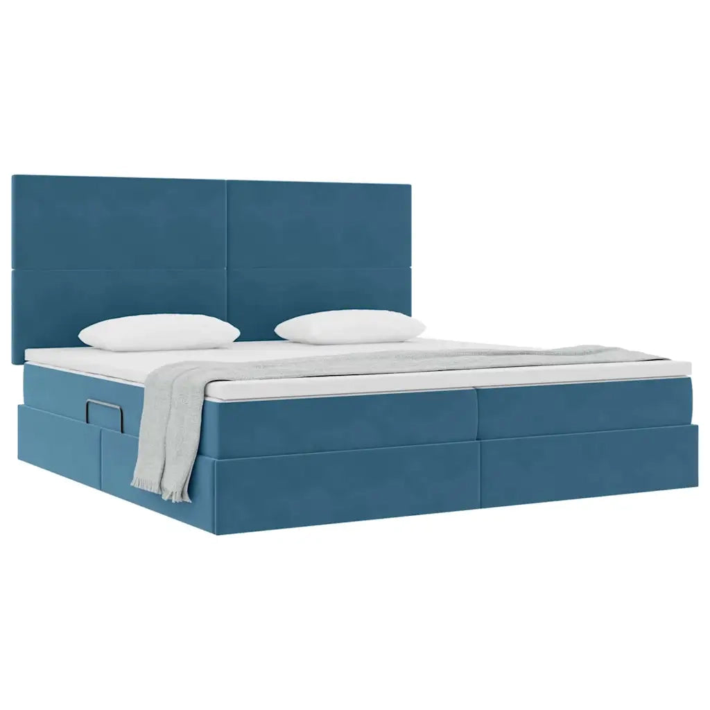 Letto con contenitore e materasso Blu Scuro 200 x 200 cm