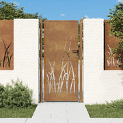 Cancello da giardino 100x200 cm in acciaio Corten con design erba 153177