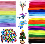 Pijpenragers Colorati per Attività di Riciclo - 300 pezzi - 27 colori - Chenille a Maglia - Fiocchi Autoadesivi - Buie Plucchiate - Filo di Ricamo - Piastra per Pijp - Arte Fai da Te