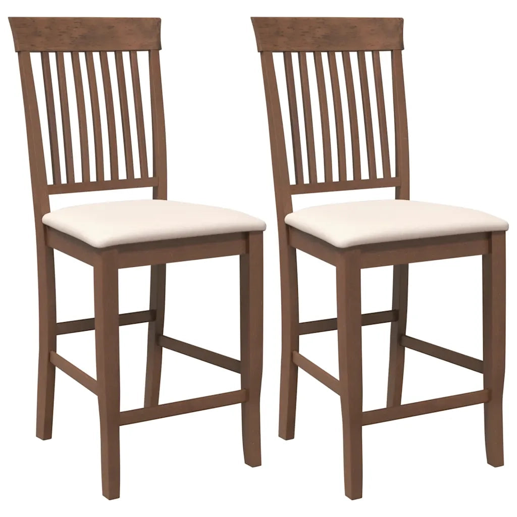Sgabelli da Bar con Cuscini 2pz Marrone Legno Massello di Hevea 4102568