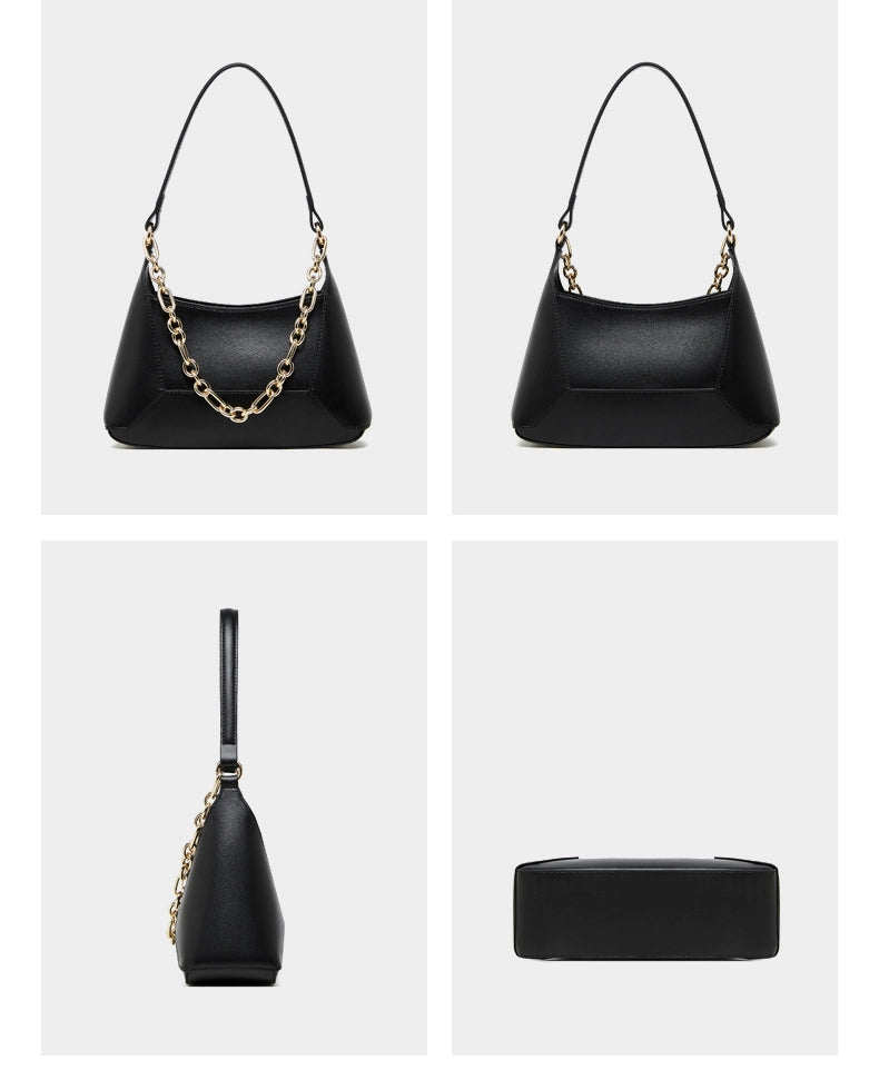 Borsa a tracolla da donna in vera pelle nera