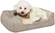 Letto per cani per grandi cani, letto per cani antiscivolo 90×69×21 cm, cuscino per cani morbido con guanciale per cani e cuscino per cani lavabile, colore marrone