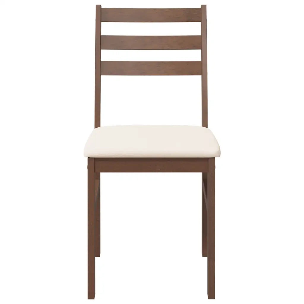 Sedie da Pranzo con Cuscini 2pz Marrone Legno Massello di Hevea