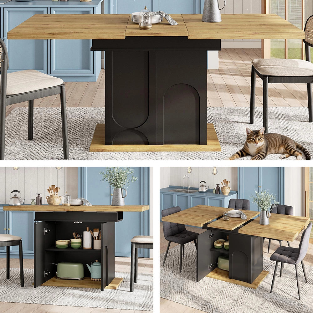 Tavolo da pranzo estensibile - Xylo - 110-140¡Á80 cm - Per 4-6 persone con ripostiglio